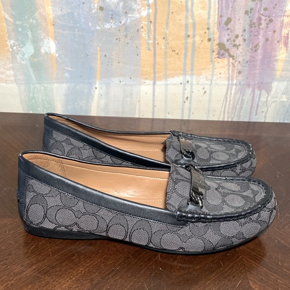 Coach Logo Olive Monogram Signature Loafers Grey Black Women’s 9.5B - Picture 4 of 7